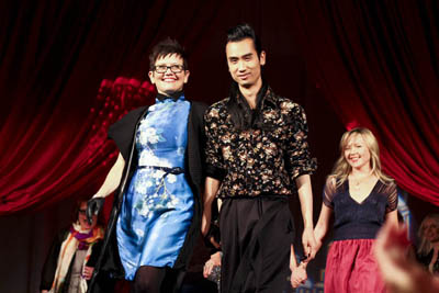 Susie Tennant, left, shows her confidence in wearing the edgy Asian-look created by designer Devon Yan-Berrong, right. (Photo: KingYau Li) Susie Tennant, left, shows her confidence in wearing the edgy Asian-look created by designer Devon Yan-Berrong, right. (Photo: KingYau Li)