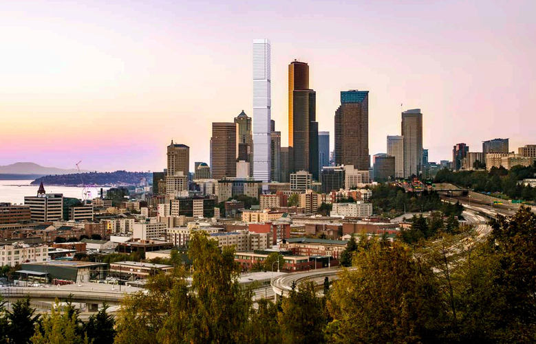 The developer of the 1,111-foot skyscraper at Fourth Avenue and Columbia Street proposes a facade of carved edges and segmentation to avoid appearing monolithic.