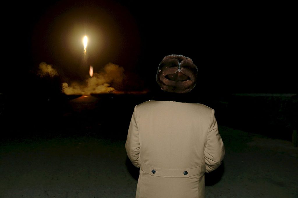 North Korean leader Kim Jong Un watches the ballistic rocket launch drill of the Strategic Force of the Korean People's Army (KPA) at an unknown location, in this undated file photo released by North Korea's Korean Central News Agency (KCNA) in Pyongyang on March 11, 2016.          REUTERS/KCNA/Files     ATTENTION EDITORS - THIS PICTURE WAS PROVIDED BY A THIRD PARTY. REUTERS IS UNABLE TO INDEPENDENTLY VERIFY THE AUTHENTICITY, CONTENT, LOCATION OR DATE OF THIS IMAGE. FOR EDITORIAL USE ONLY. NOT FOR SALE FOR MARKETING OR ADVERTISING CAMPAIGNS. NO THIRD PARTY SALES. NOT FOR USE BY REUTERS THIRD PARTY DISTRIBUTORS. SOUTH KOREA OUT. NO COMMERCIAL OR EDITORIAL SALES IN SOUTH KOREA. THIS PICTURE IS DISTRIBUTED EXACTLY AS RECEIVED BY REUTERS, AS A SERVICE TO CLIENTS.        TPX IMAGES OF THE DAY      TPX IMAGES OF THE DAY