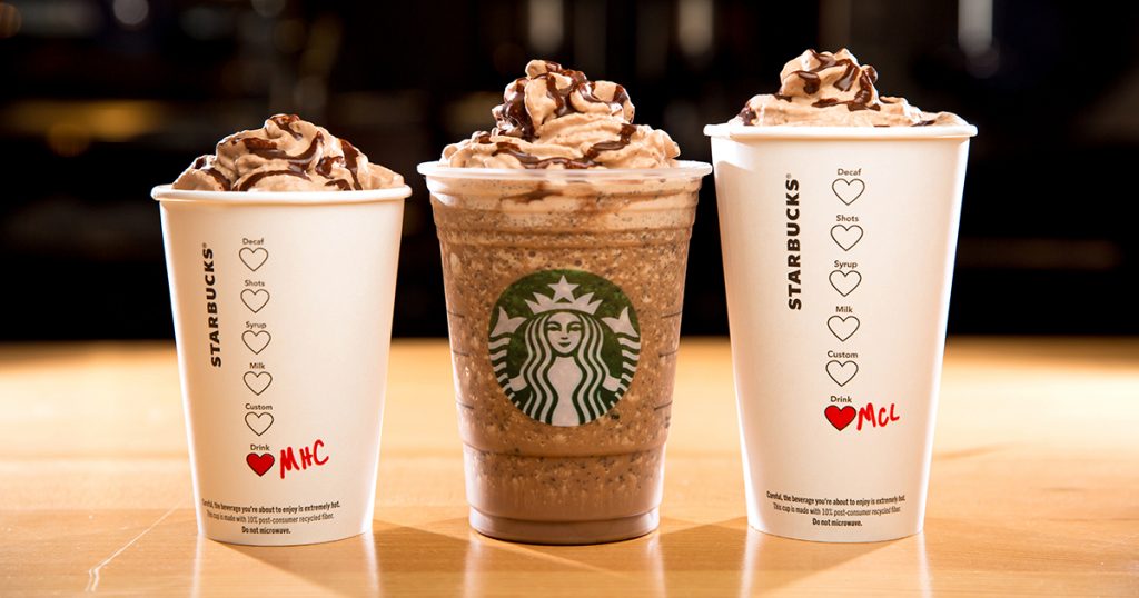 From left, the Molten Hot Chocolate, Molten Chocolate Frappuccino Blended Beverage, and Molten Chocolate Latte are shown. The Valentine's Molten Chocolate Trio drinks will help celebrate Valentine's Day. Photographed on January 29, 2016. (Joshua Trujillo, Starbucks)