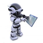 robot navigating through computer window