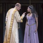 Allen Fitzpatrick as Dom Claude Frollo and Dan’yelle Williamson as Esmeralda in The Hunchback of Notre Dame – Photo Credit Tracy Martin