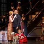 Jessica Skerritt as Grace, Timothy McCuen Piggee as Oliver Warbucks, and Faith Young as Annie – Photo Credit Mark Kitaoka