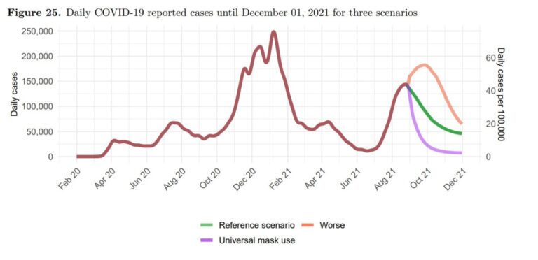 IHME 預測顯示由 Delta 引發的新冠病例即將下降